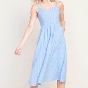Old Navy Blue Pinstripe Cami Midi Dress with Pockets!